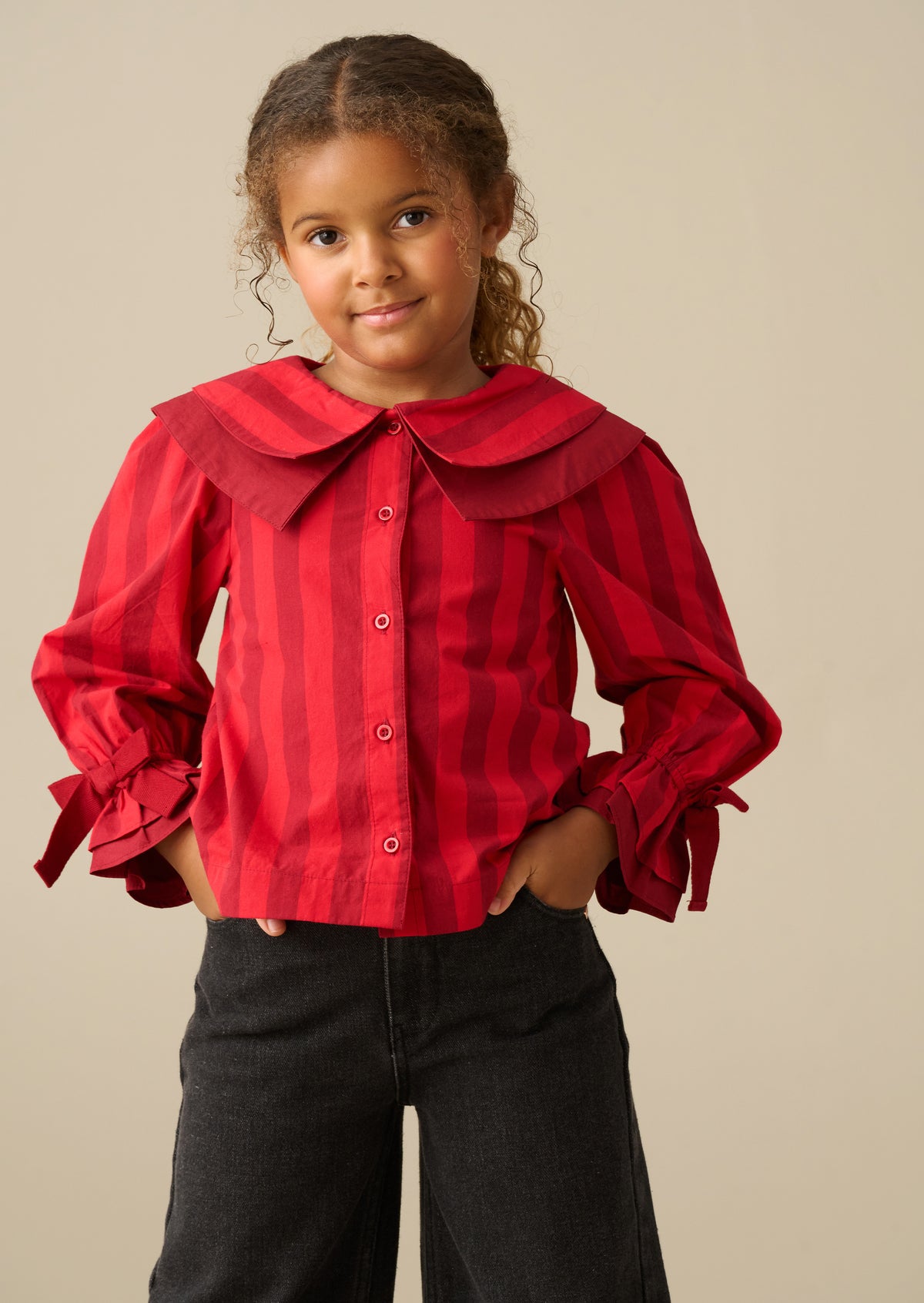 Frankie Stripe Double Collar Top