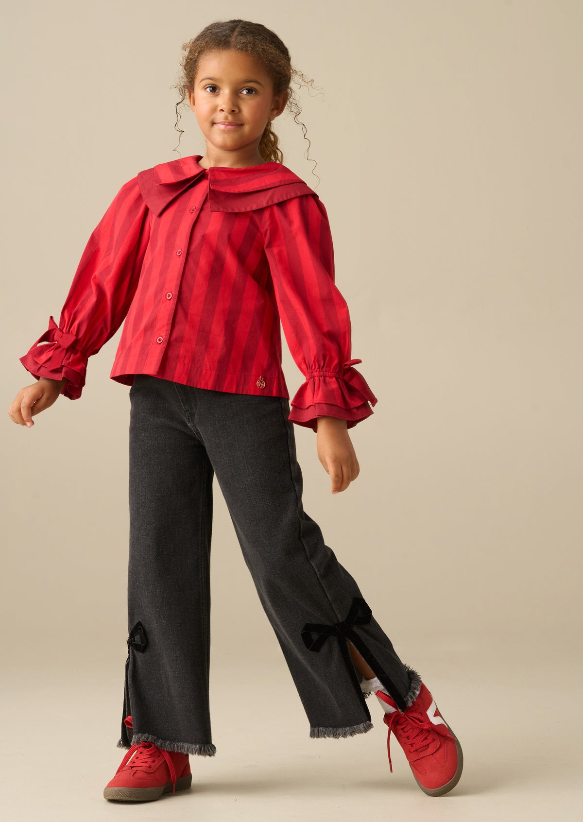 Frankie Stripe Double Collar Top