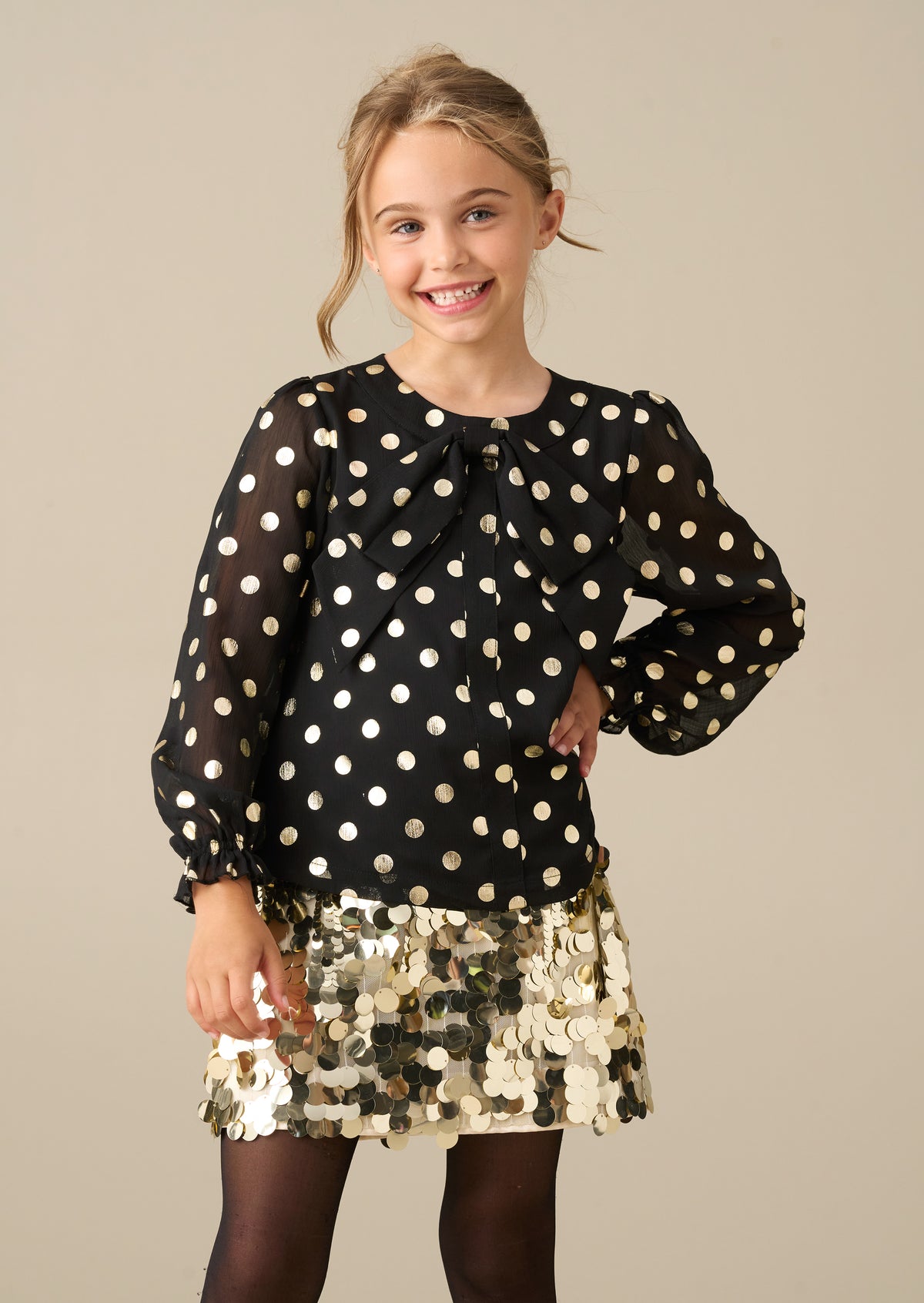 Dakota Black Polkadot Bow Blouse