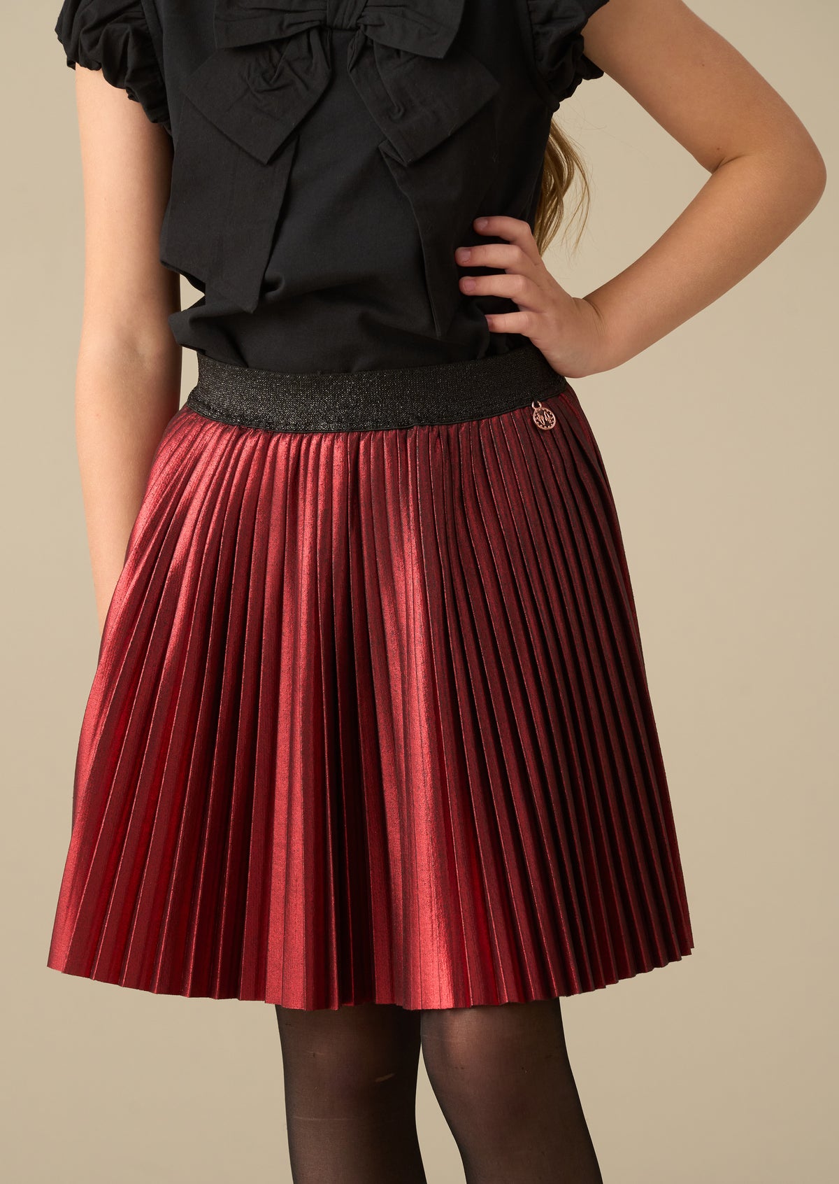 Celia Metallic Pleated Skirt