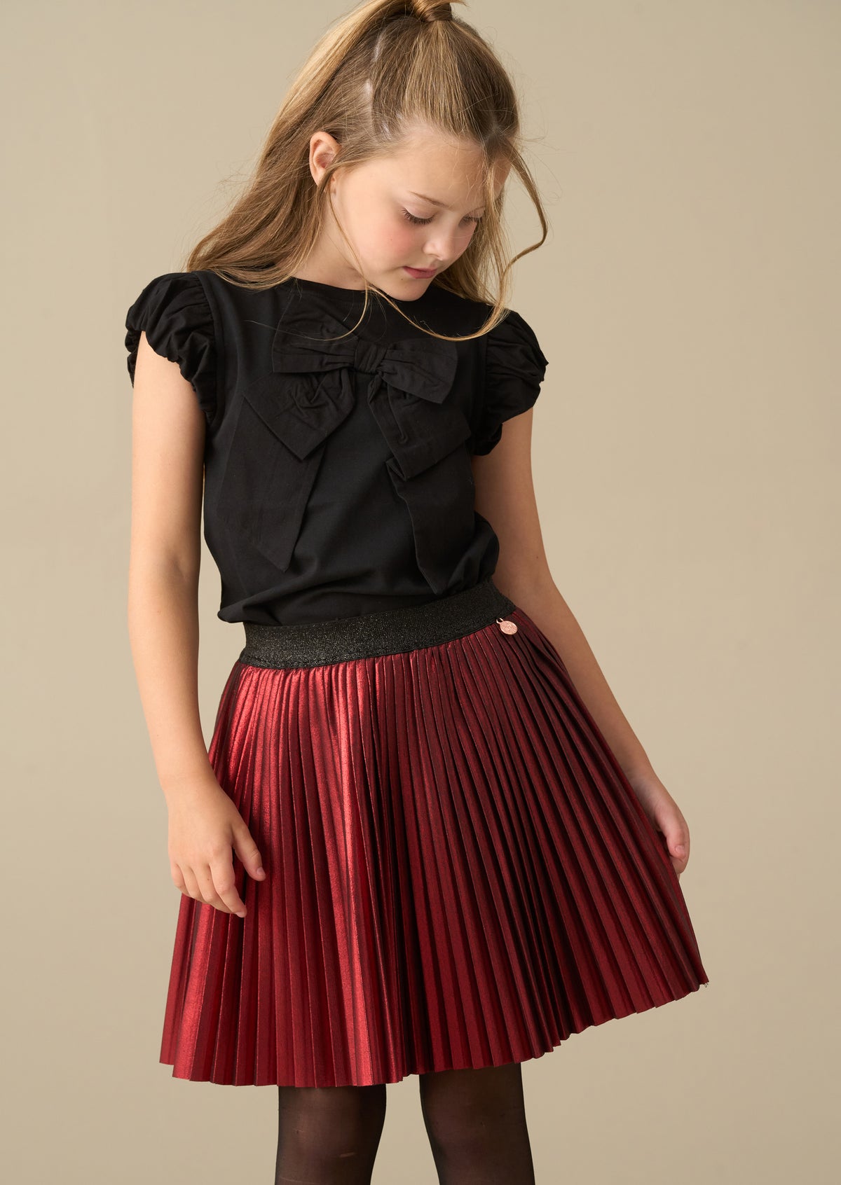 Celia Metallic Pleated Skirt