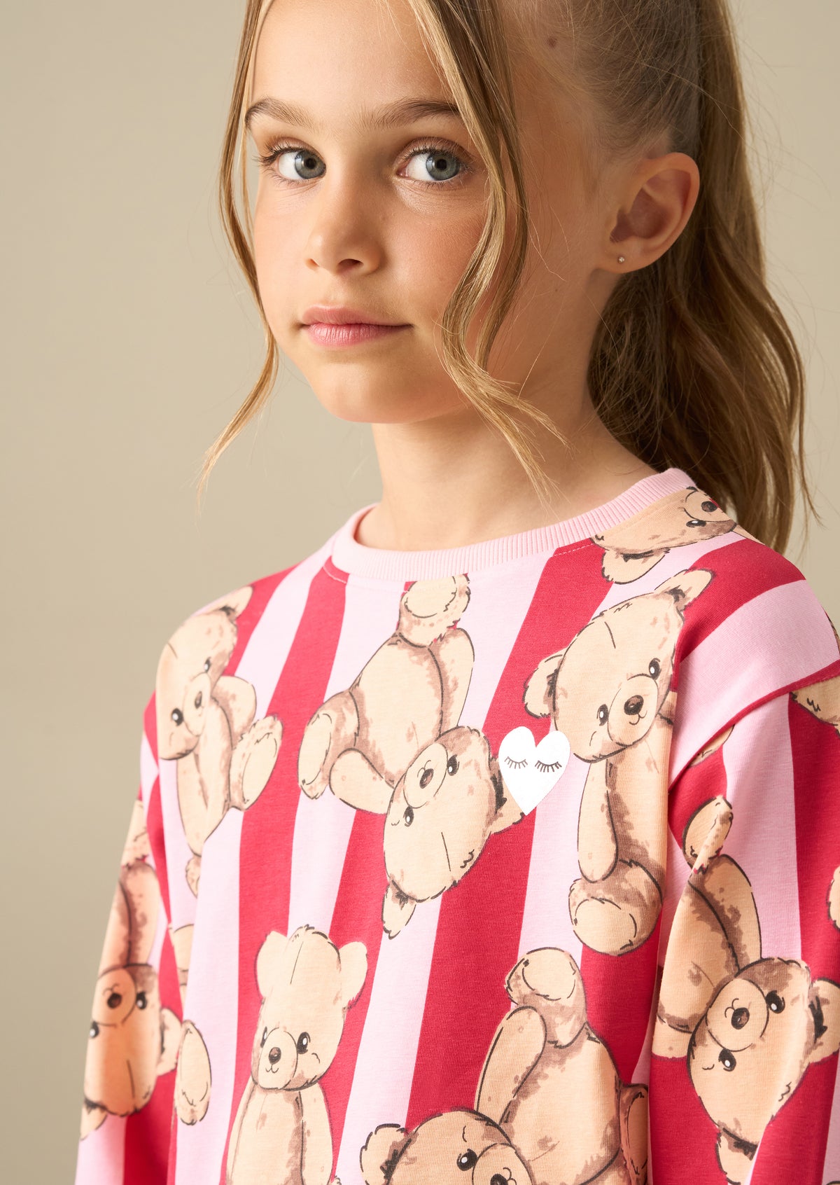 Theodora Teddy Print Stripe PJ's