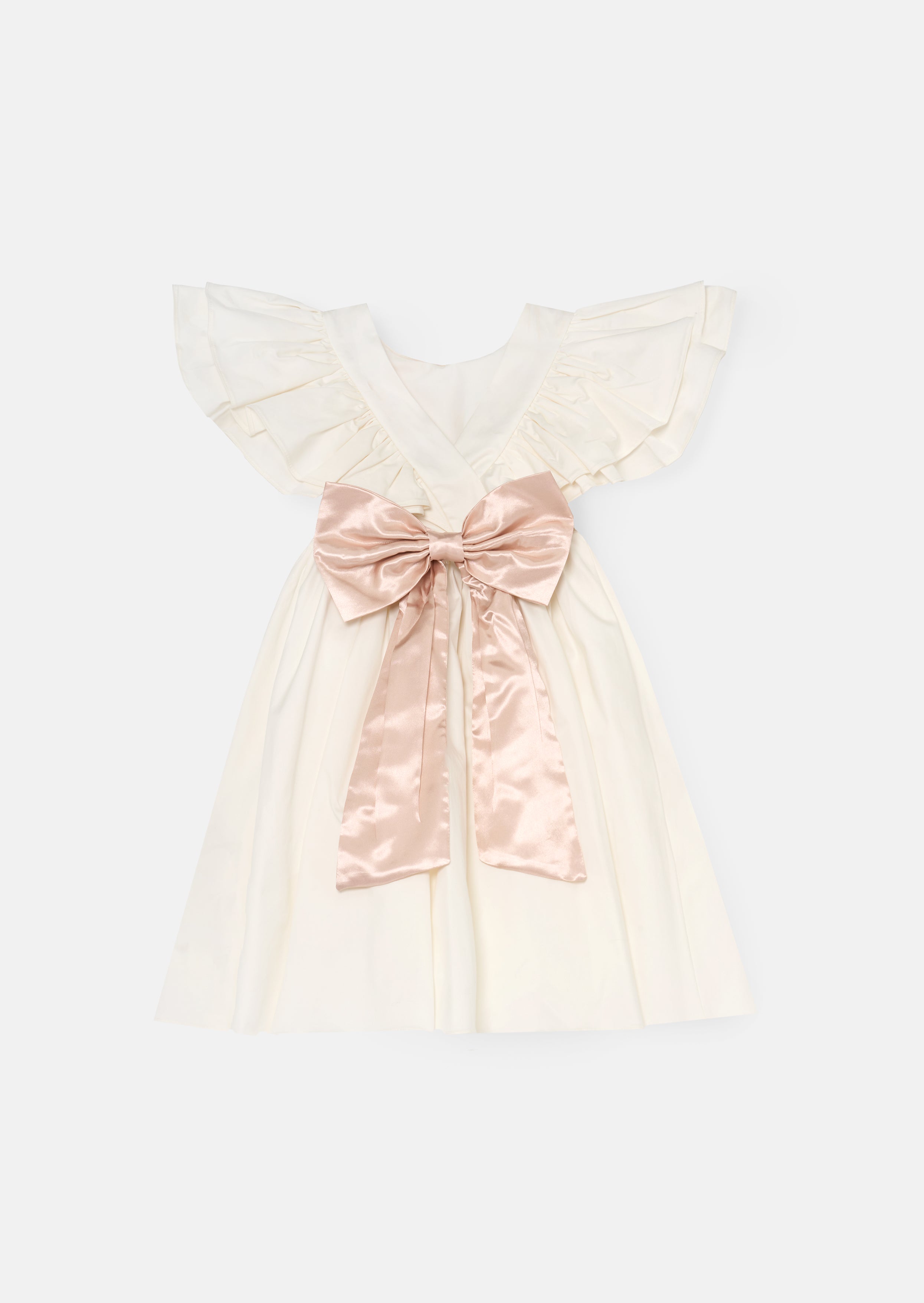 فستان سيلفي مكشكش مع وشاح وردي ناعم