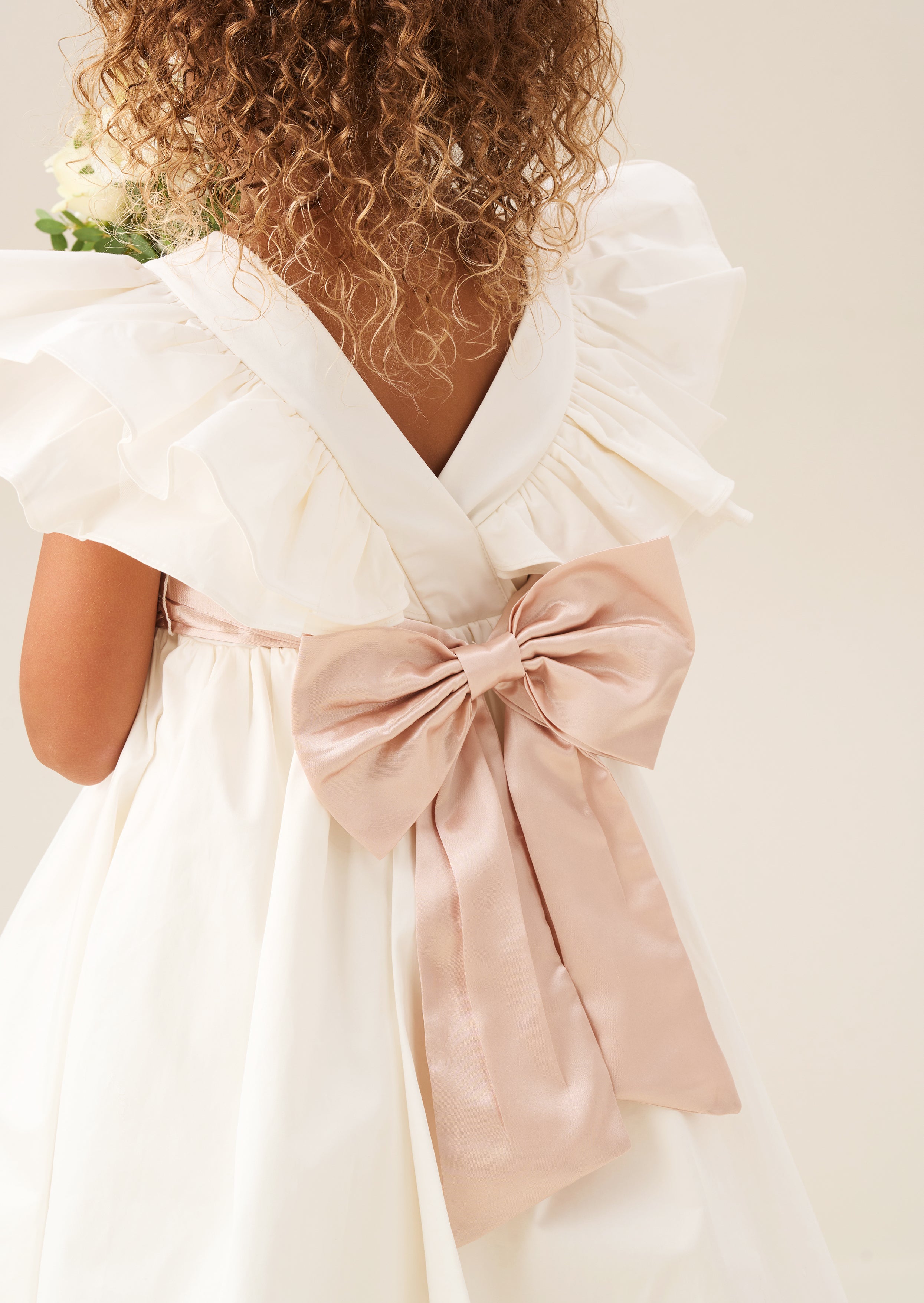 Sylvie Ruffle Dress with Soft Pink Sash