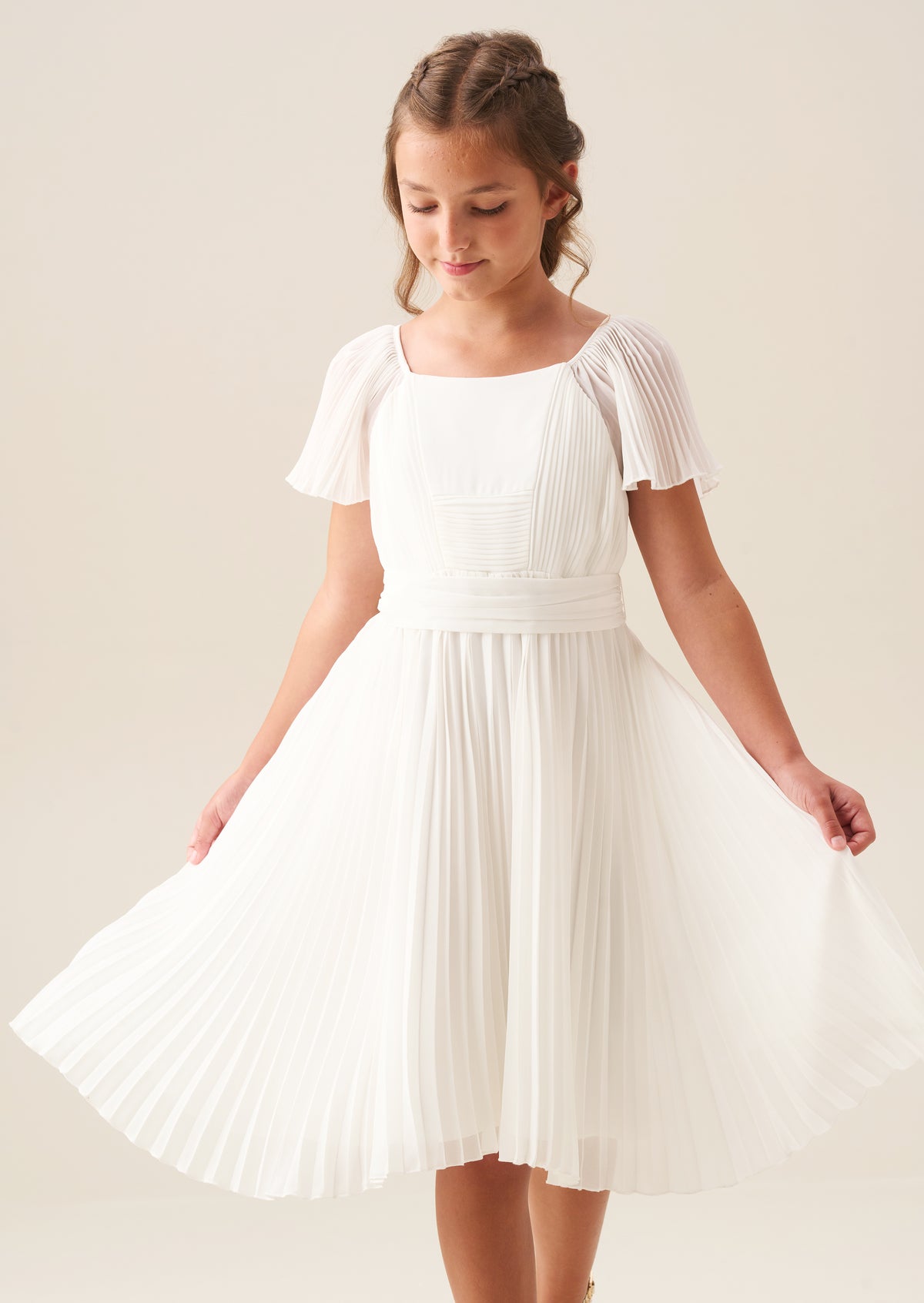 Camille Pleated Georgette Dress