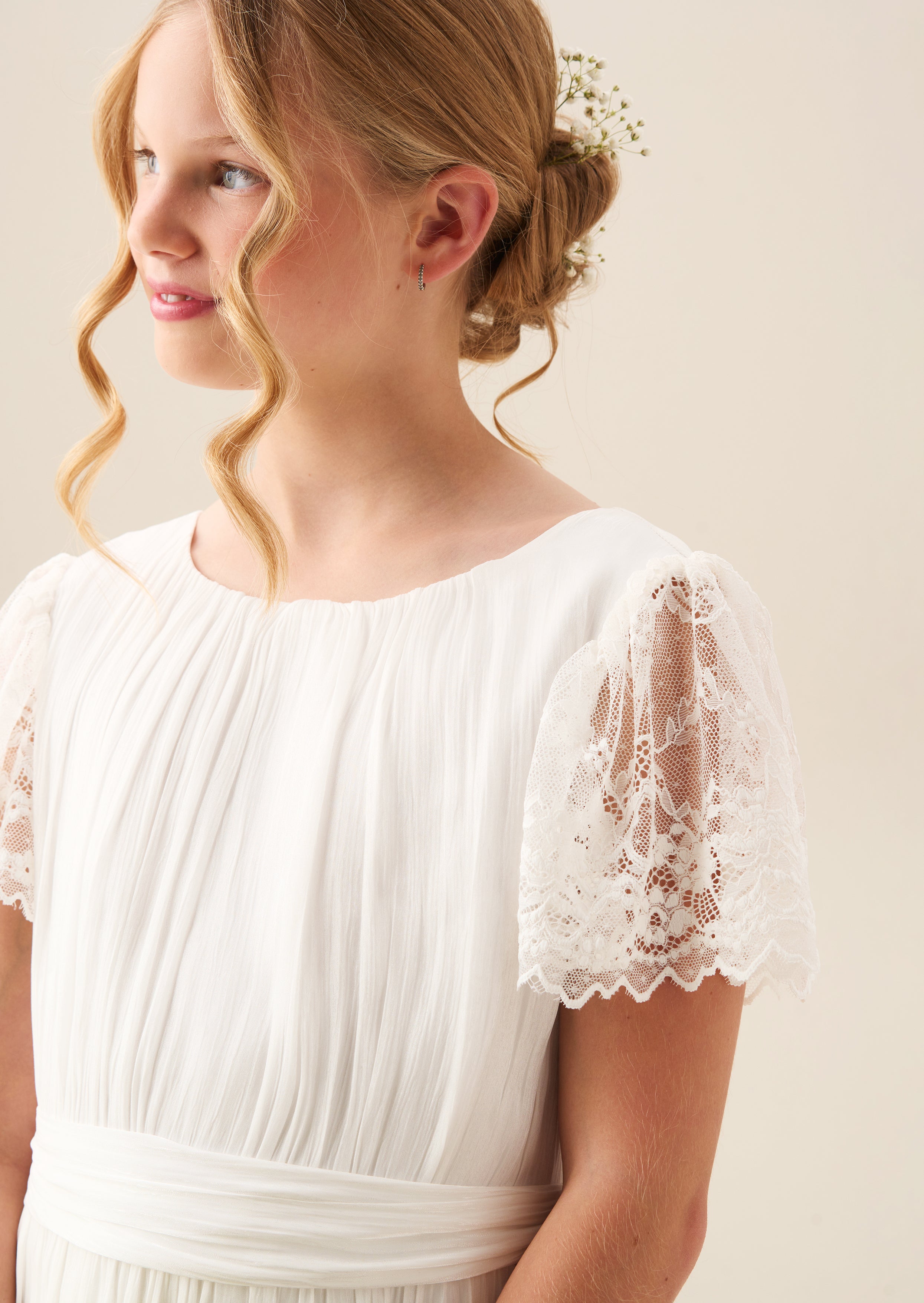 Aria Spitzenärmel Maxikleid