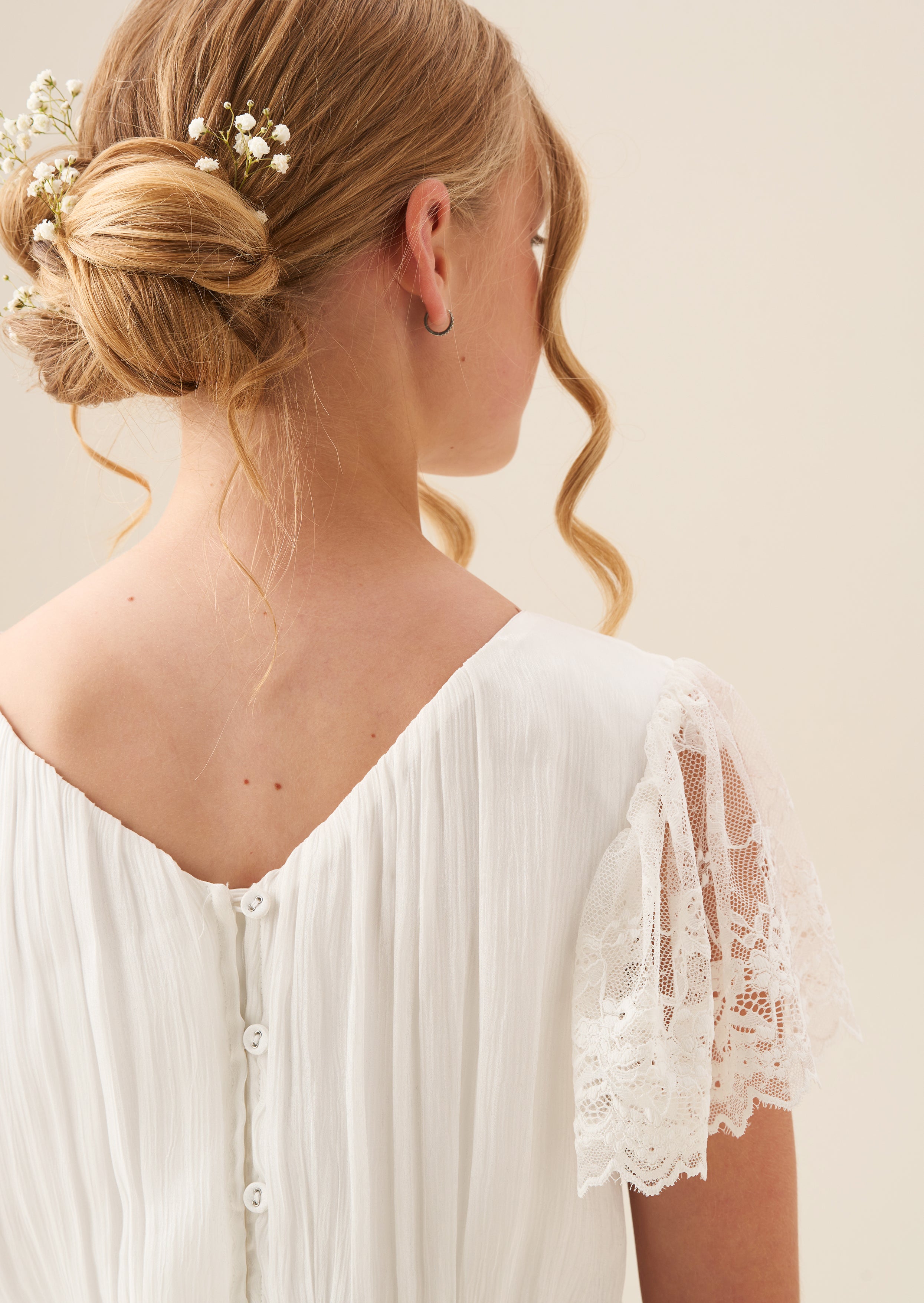 Aria Spitzenärmel Maxikleid