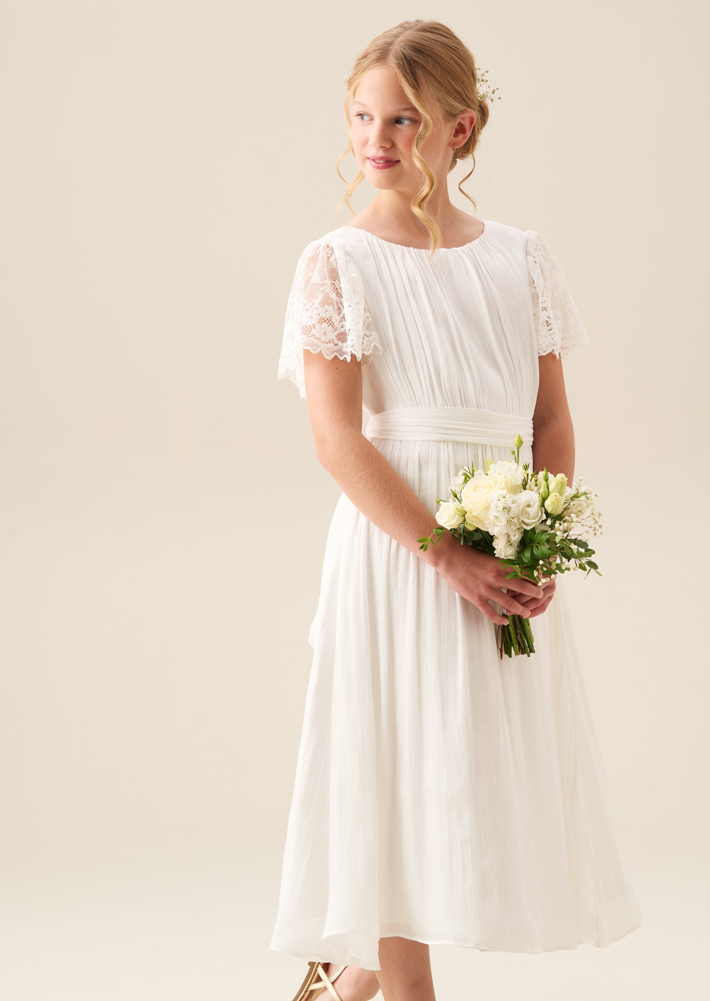 Aria Spitzenärmel Maxikleid