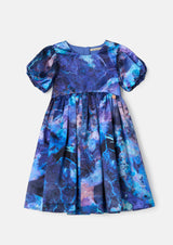 فستان لوسيا بطبعة المجرة باللون الأزرق