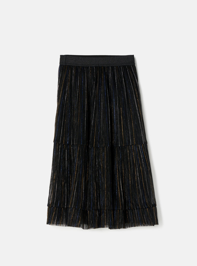 Lacy Black Midi Skirt
