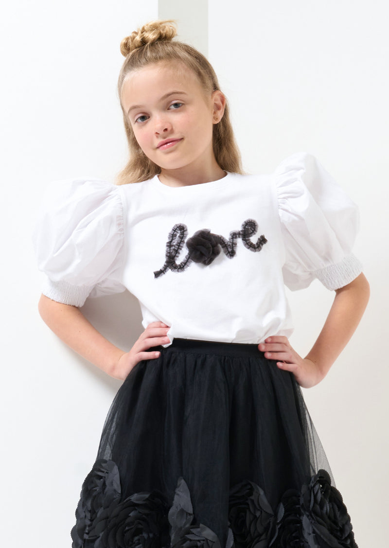 Heidi White Love Corsage Top