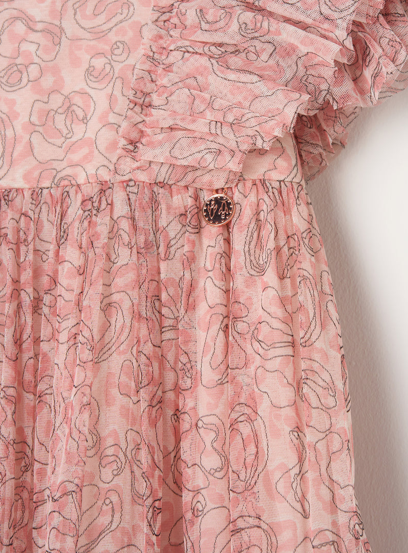 فستان جوليانا شبكي باللون الوردي الفهد