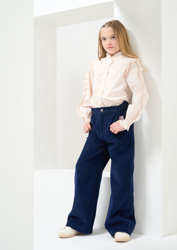 Sinead Navy Wide Leg Cord Trouser