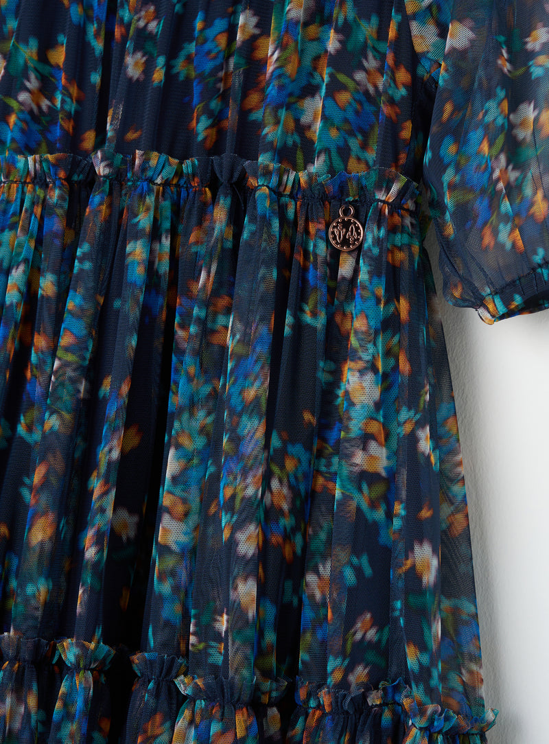 Cara Navy Floral Blur Dress