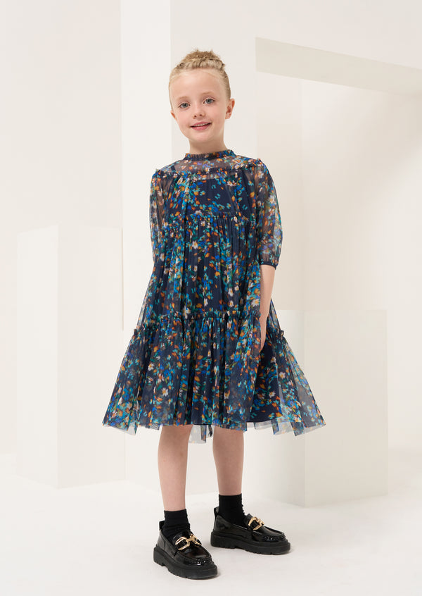 Cara Navy Floral Blur Dress