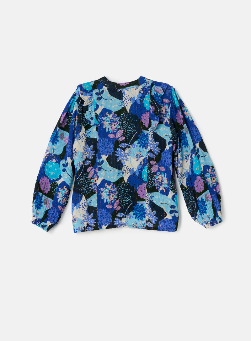 Willow Print Frill Blouse