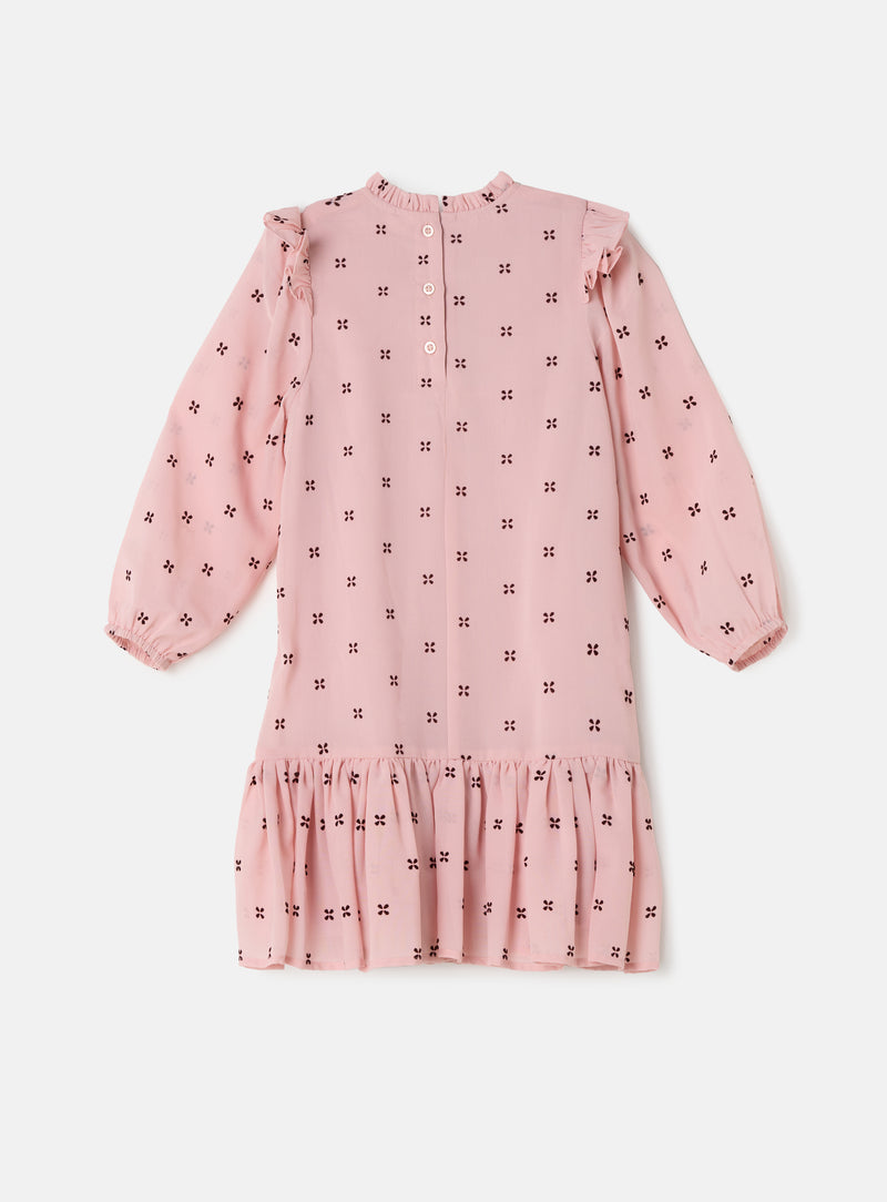 Molly Pink Flock Spot Dress