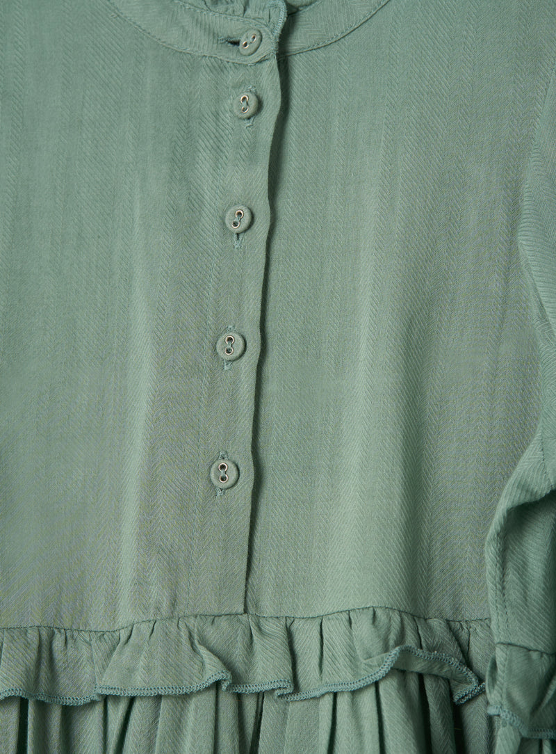 فستان كورديليا أخضر عتيق بكشكشة