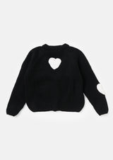 Everly Black Crochet Heart Cardi