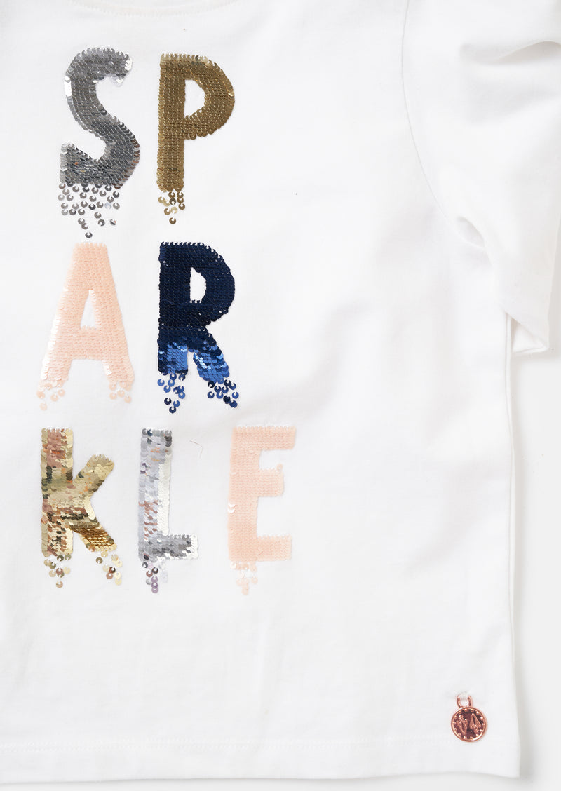 Eliana White Sequin Top