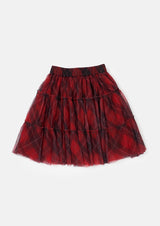 Darby Printed Tartan Mesh Skirt
