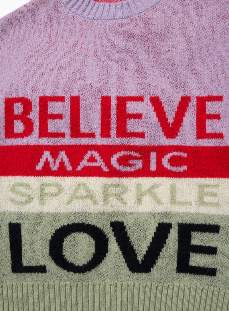 Norah Pink Believe Slogan Jumper