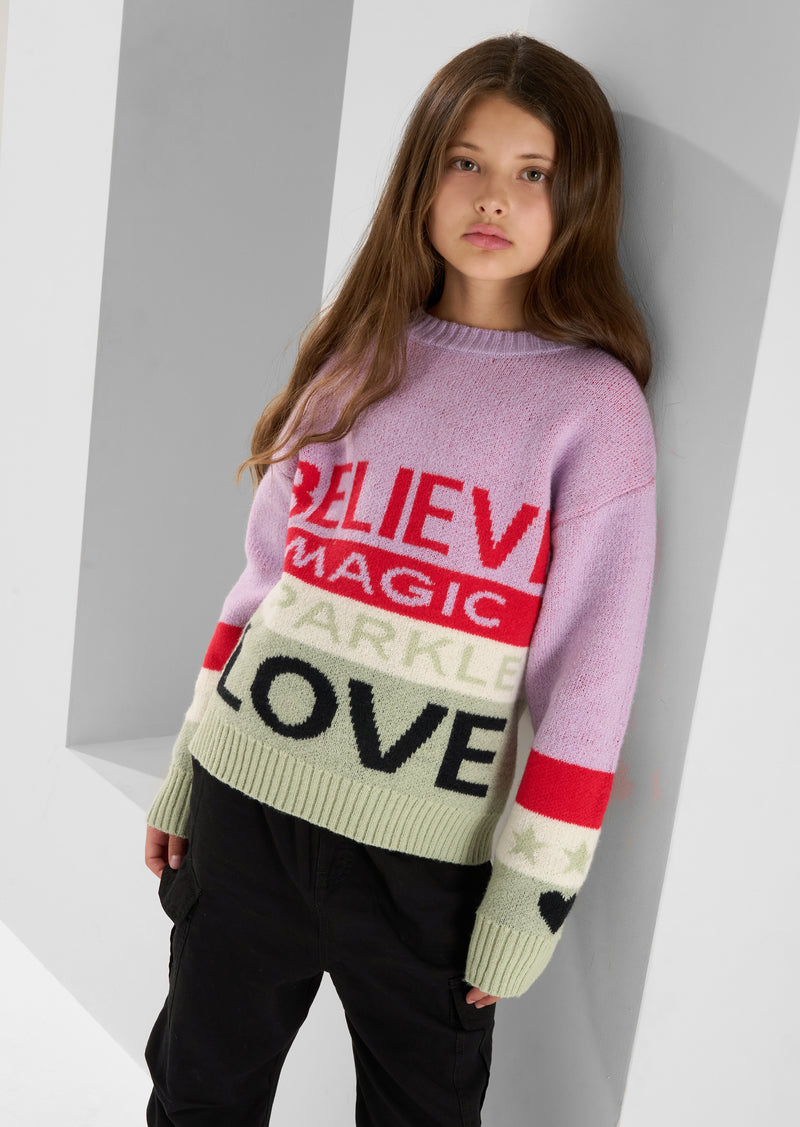 Norah Pink Believe Slogan Jumper