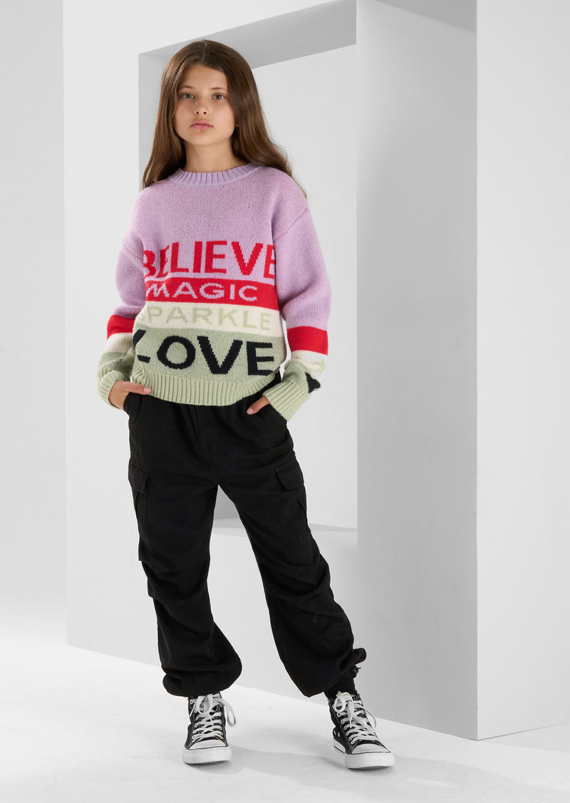 Norah Pink Believe Slogan Jumper
