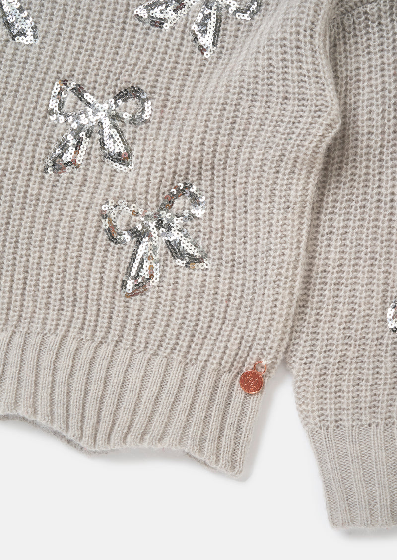Esther Silver Sequin Bow Jumper