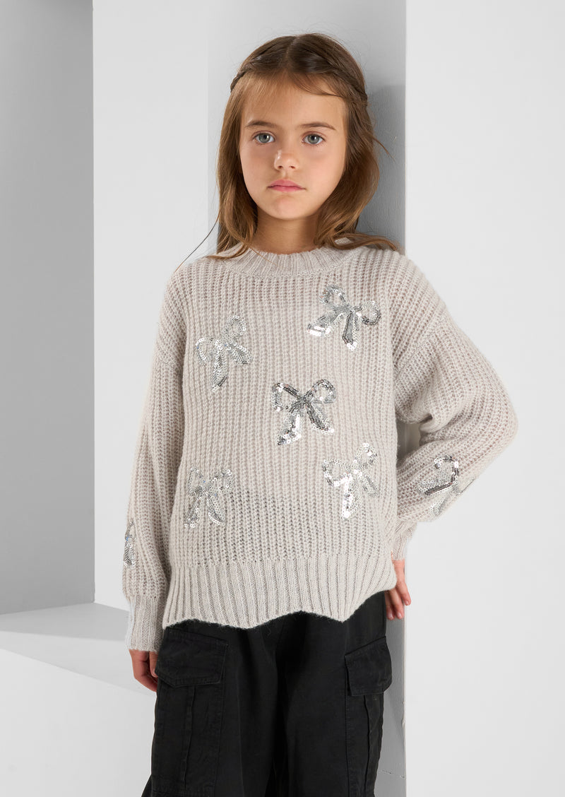 Esther Silver Sequin Bow Jumper