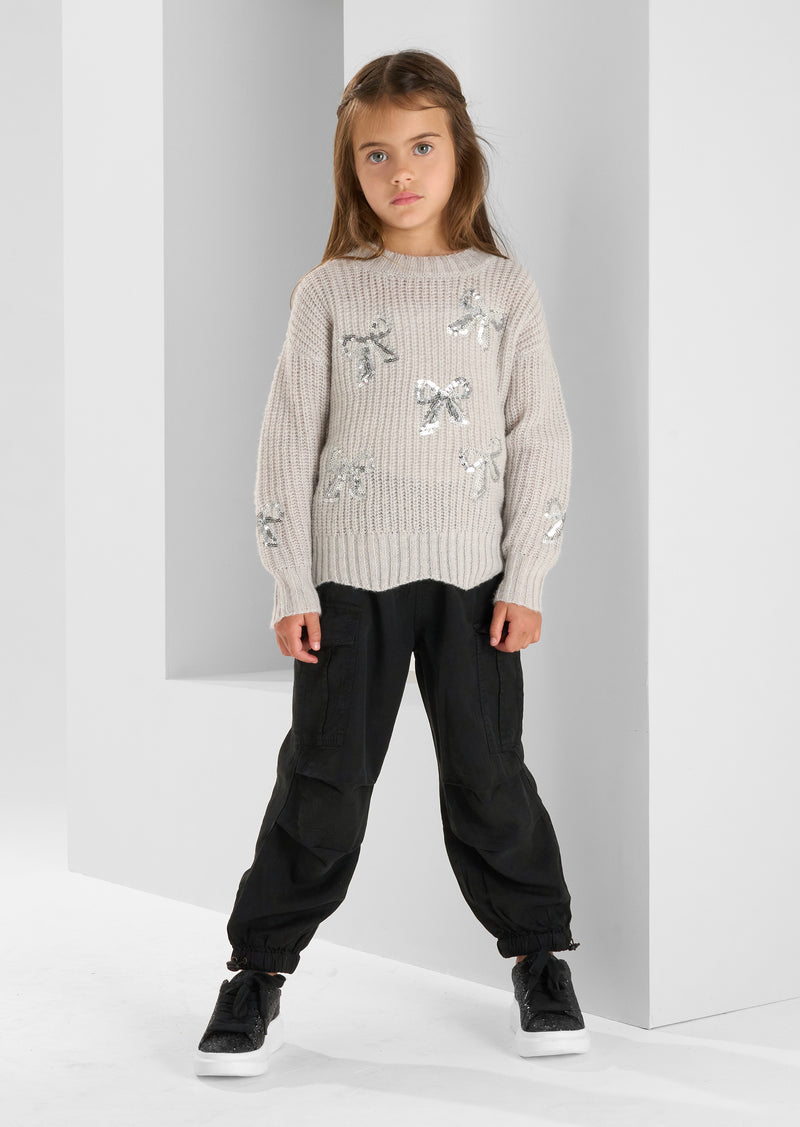 Esther Silver Sequin Bow Jumper