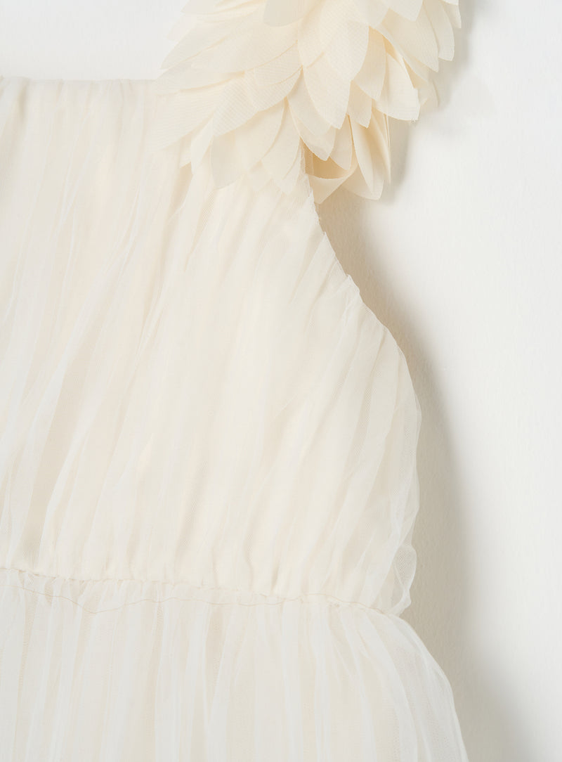 Valerie White Petal Shoulder Dress