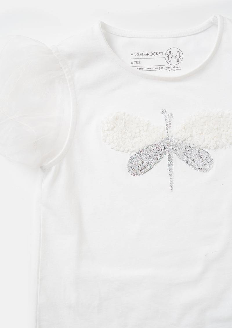 Elodie White Dragonfly Top