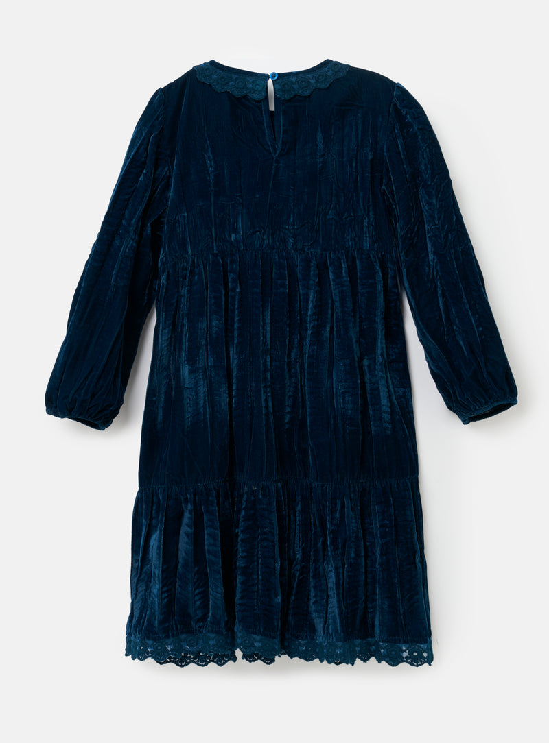 Mia Crushed Velvet Lace Collar Dress