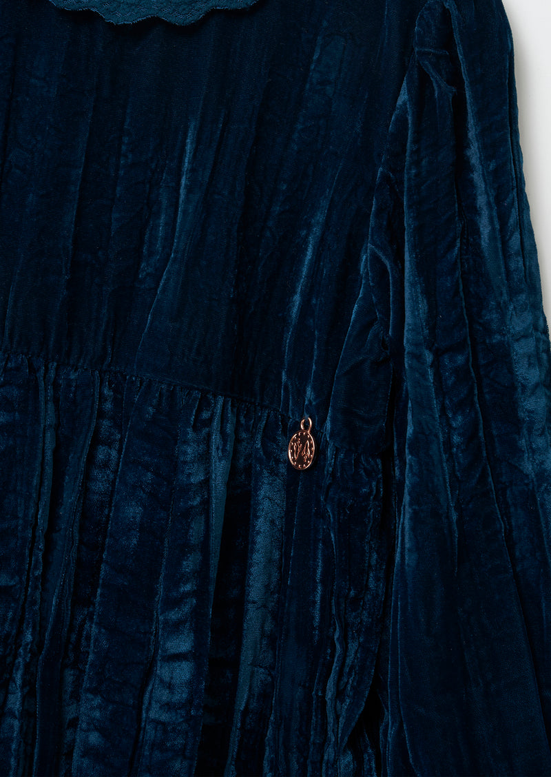 Mia Crushed Velvet Lace Collar Dress