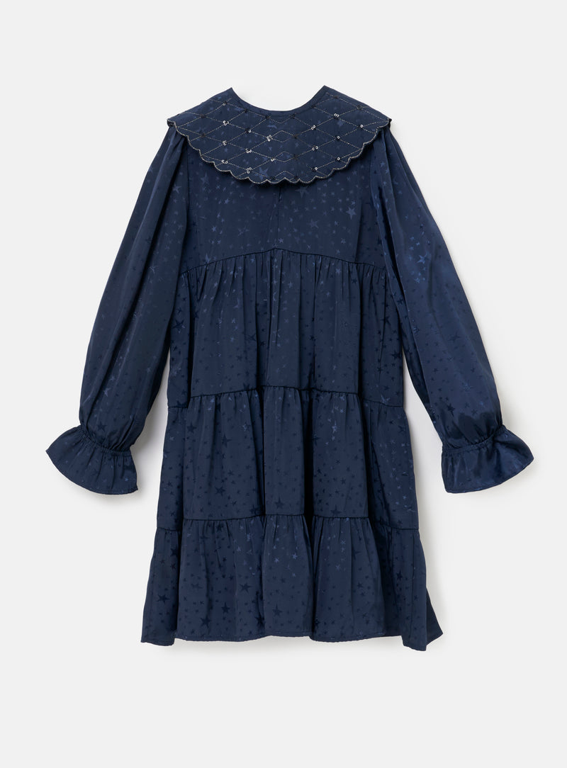 Sophia Navy Jacquard Star Dress