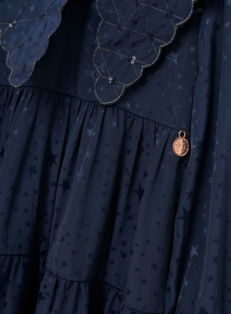 Sophia Navy Jacquard Star Dress