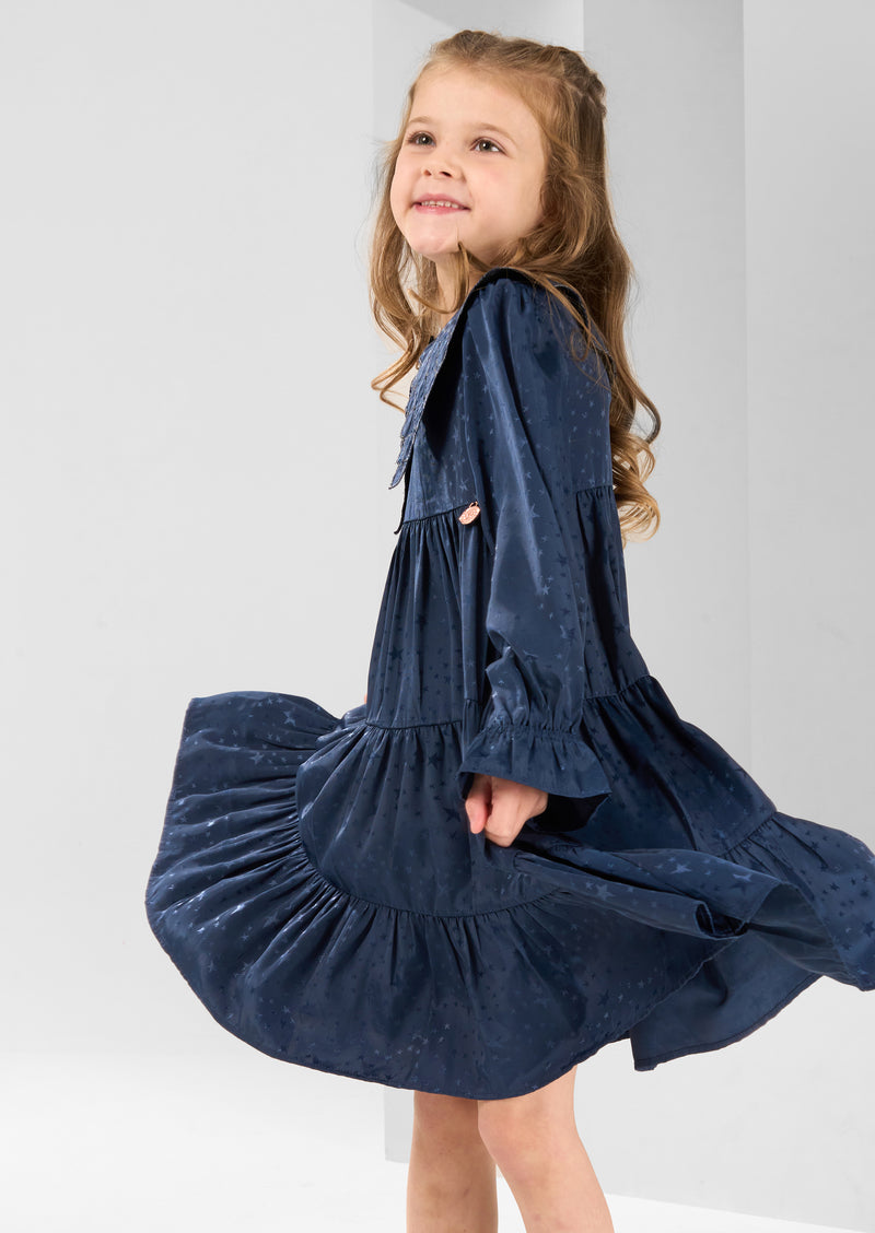 Sophia Navy Jacquard Star Dress