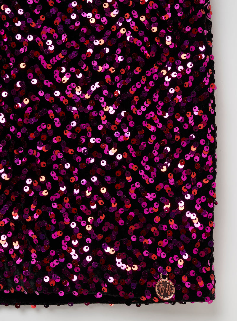 فستان ليكسي وردي مزين بالترتر