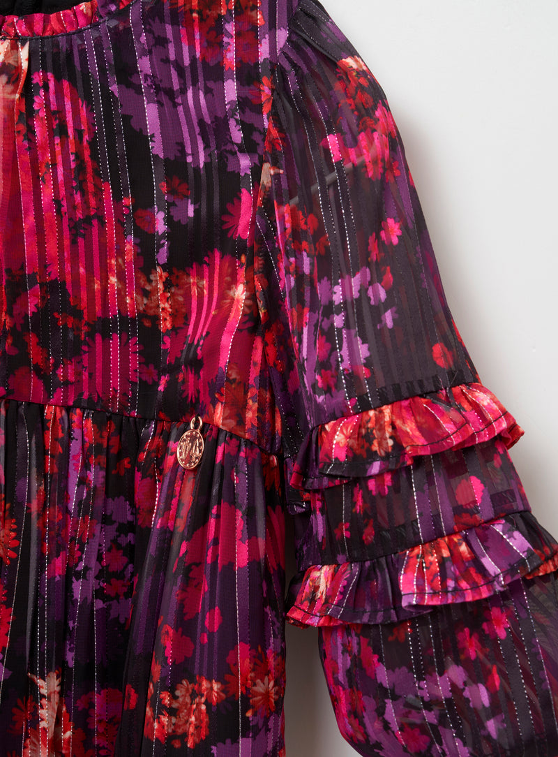Mabel Lurex Print Tiered Dress