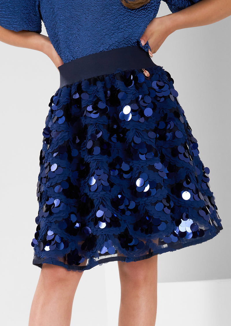 Ellie Navy Sequin Skirt