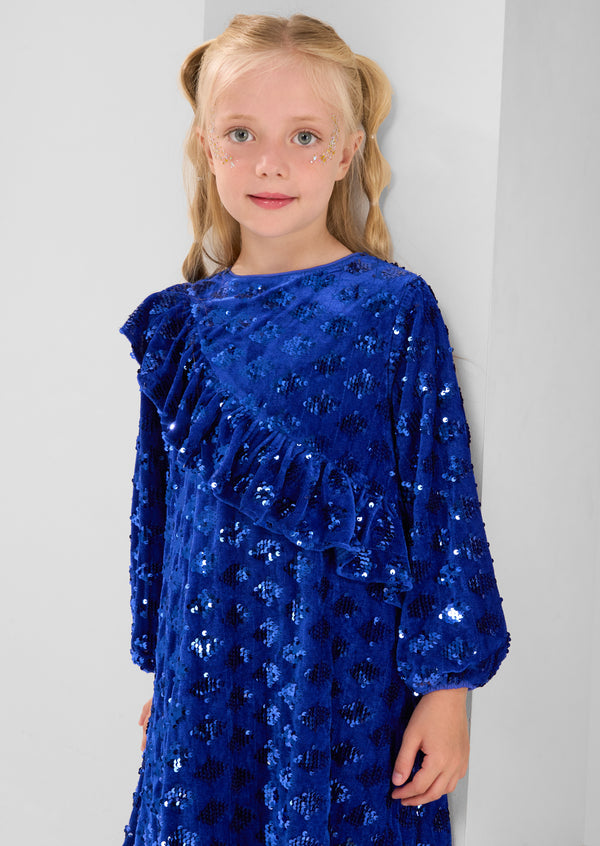 Elsie Velvet Sequin Ruffle Dress
