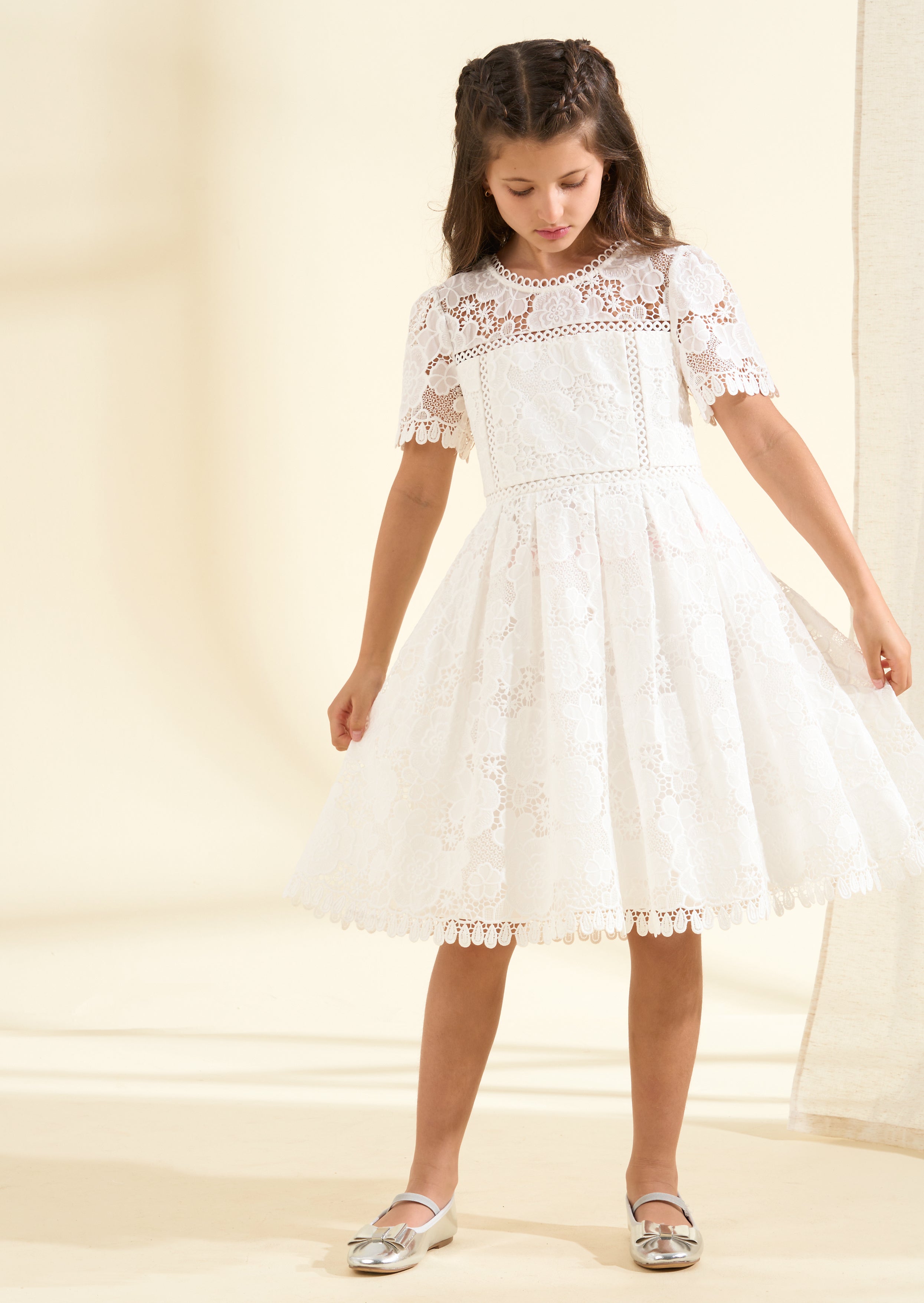 Mavea White Lace Dress