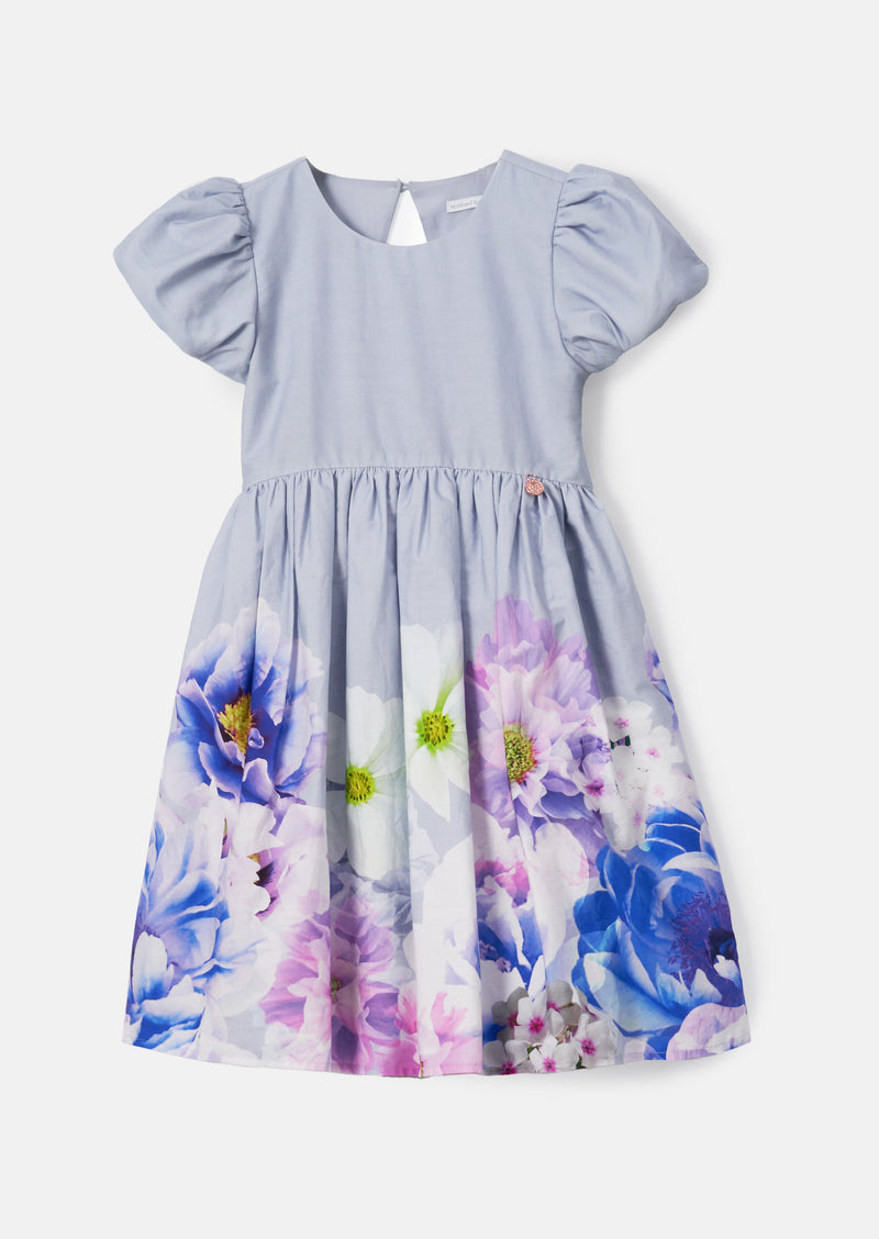 فستان لوسيا بحافة زهرية مُطبعة

