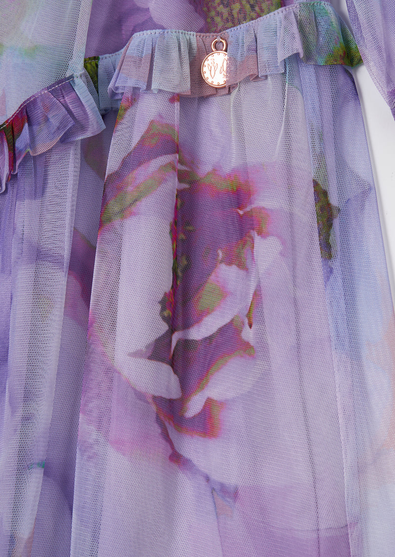 Beatrice Lavender Print Mesh Dress