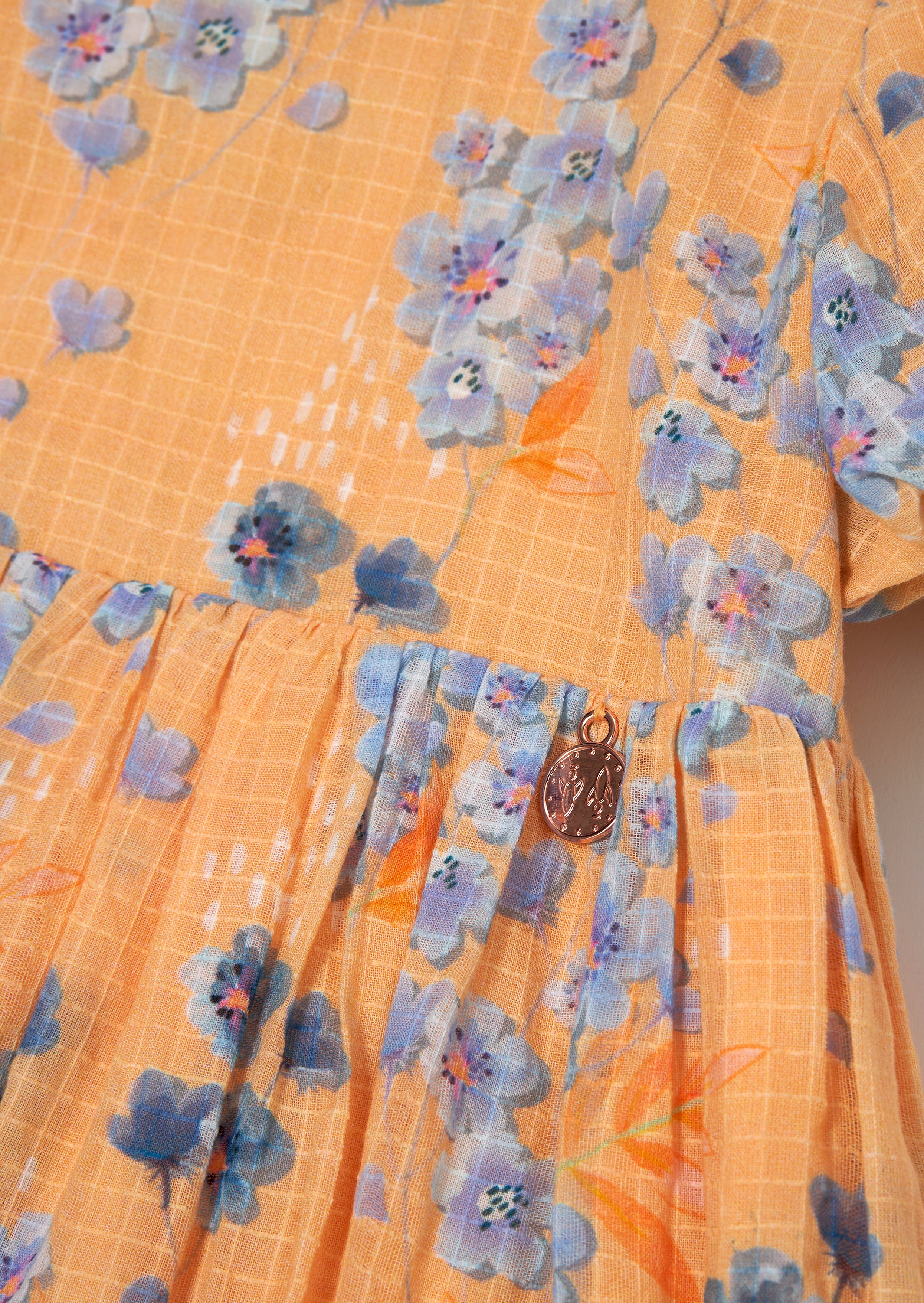 Simone Apricot Textured Print Dress