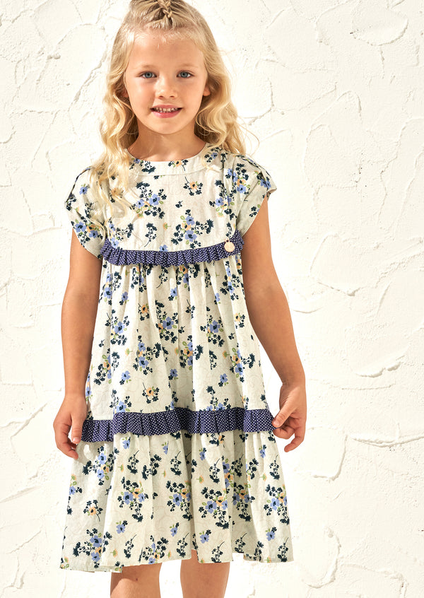 Hattie Blue Printed Bow Sleeve Dress