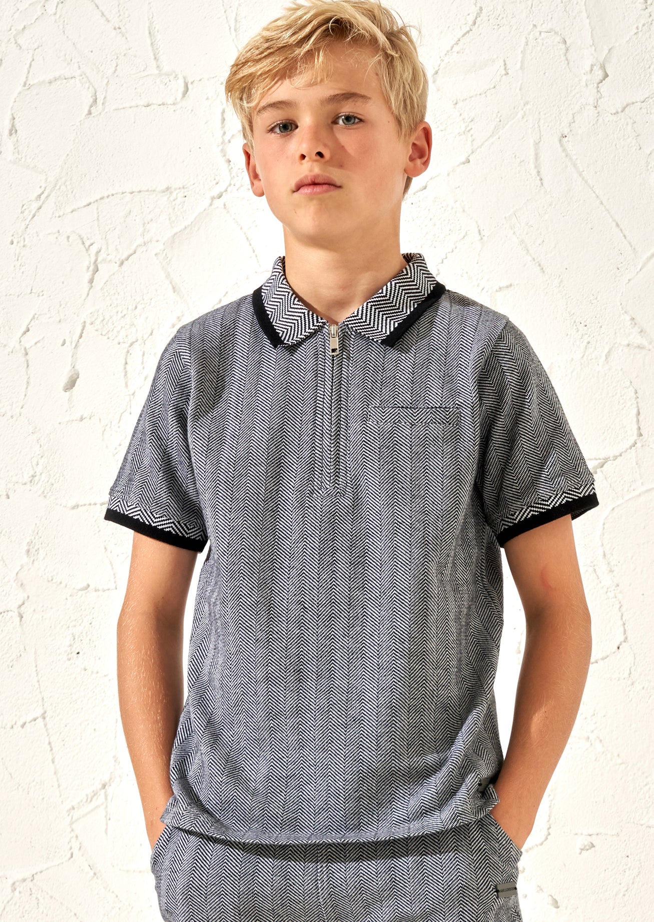 Justin Grey Herringbone Smart Polo