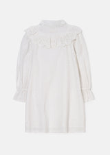 فستان أميلي الأبيض بتصميم بروديري للقميص
