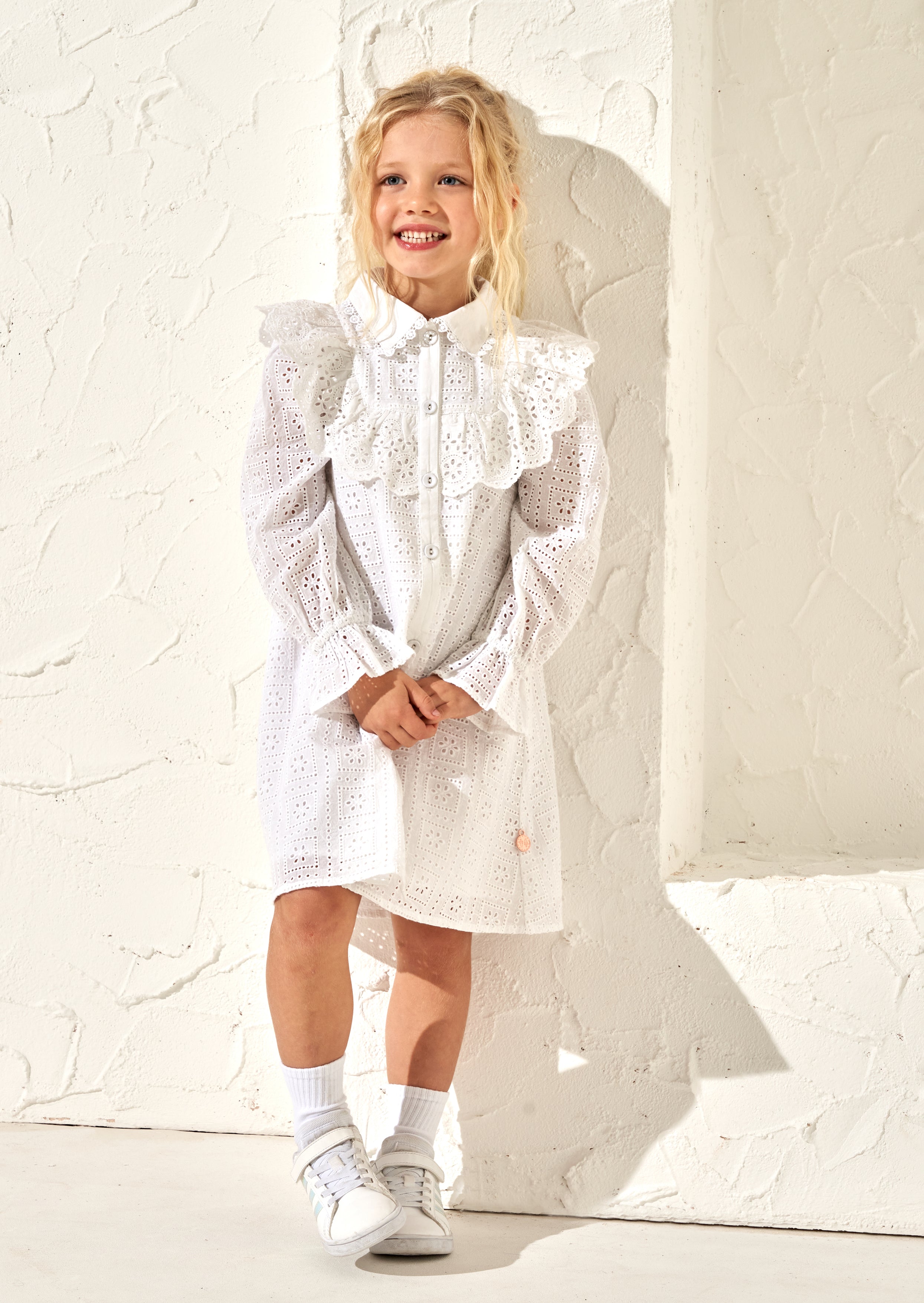 Amelie White Broderie Shirt Dress